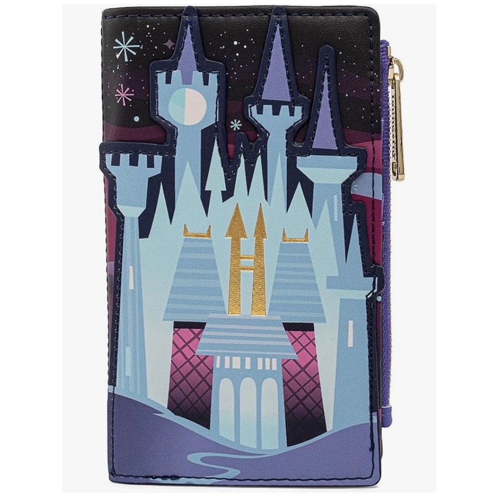 Loungefly Disney Cinderella 70th Anniversary Castle Bifold Wallet Blue Purple